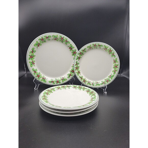 Other - 5 Lofisa Holly Dessert Cake Bread Pastry Hors D'oeuvres Plates 4- 8"  1- 9.5"